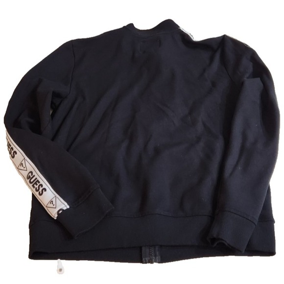 GUESS Black Zip-up Track Jacket Logo & White Stripes On Sleeves Lightweight, S - Picture 5 of 8
